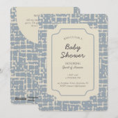 Abstract Shape Geometric Gender Neutral Blue Beige 招待状 (正面/裏面)