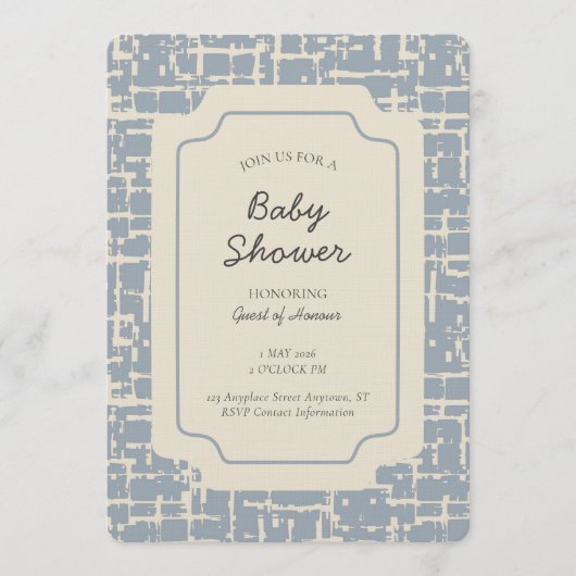 Abstract Shape Geometric Gender Neutral Blue Beige 招待状 (正面)