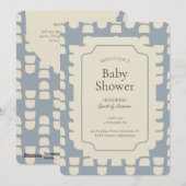 Abstract Shape Geometric Gender Neutral Blue Beige 招待状 (正面/裏面)