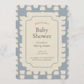 Abstract Shape Geometric Gender Neutral Blue Beige 招待状 (正面)