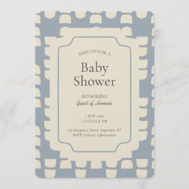 Abstract Shape Geometric Gender Neutral Blue Beige 招待状