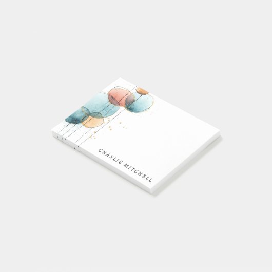 Abstract shapes and lines blue pink terracotta ポストイット (アングル)