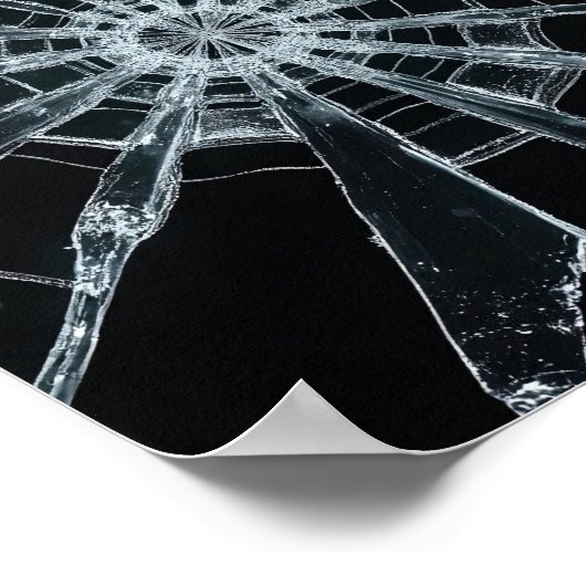 Abstract Shattered Glass Texture Broken Web Crack ポスター (角)