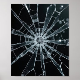 Abstract Shattered Glass Texture Broken Web Crack ポスター