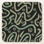 Abstract Shimmer Tubing With Green And Gold Colors スクエアペーパーコースター (正面)