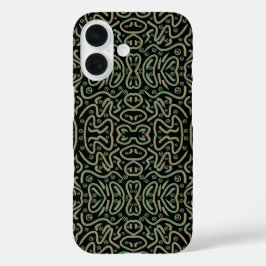 Abstract Shimmer Tubing With Green And Gold Colors iPhone 16ケース
