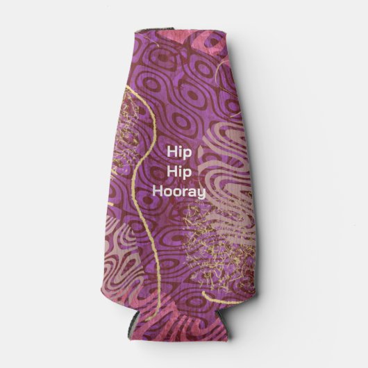 Abstract Silhouette Art Hip Hip Hooray Birthday ボトルクーラー (正面)