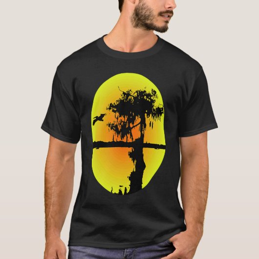 Abstract Silhouette Pelican Cypress Swamp Tシャツ (正面)