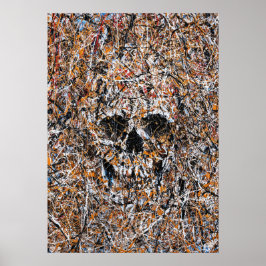 Abstract Skull Drip Painting Modern Wall Art ポスター