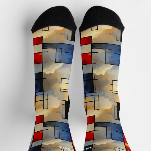Abstract Sky Socks with Geometric Artistic Design ソックス (上部)