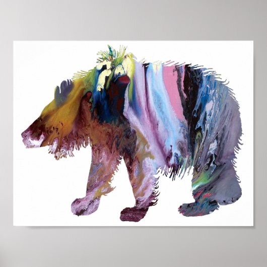 Abstract sloth bear silhouette ポスター (正面)