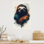 Abstract Sloth Wall Art – Relaxed Animal ポスター (キッチン)