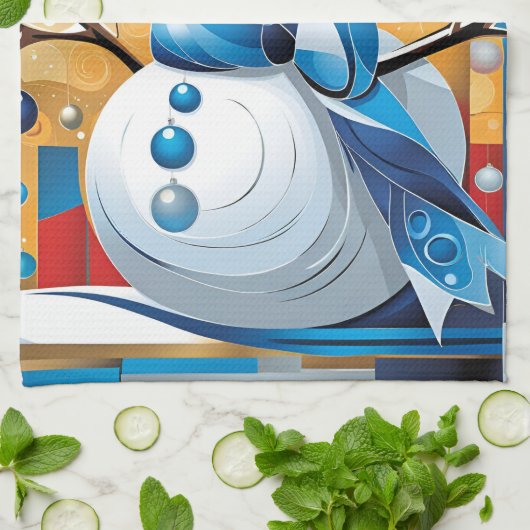 Abstract Snowman キッチンタオル (折り畳み)