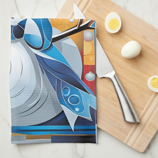 Abstract Snowman キッチンタオル (四つ折り)