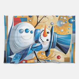 Abstract Snowman キッチンタオル