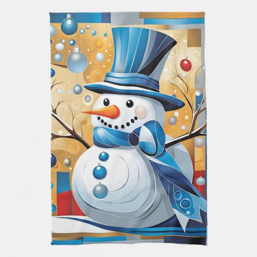Abstract Snowman キッチンタオル (縦)