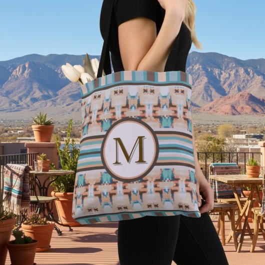 Abstract Southwest Blue and Brown Tote Bag トートバッグ