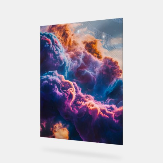 Abstract Space Nebula Art - Colorful Cosmic アクリルサイン (傾斜)