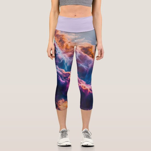Abstract Space Nebula Art - Colorful Cosmic カプリレギンス (正面)