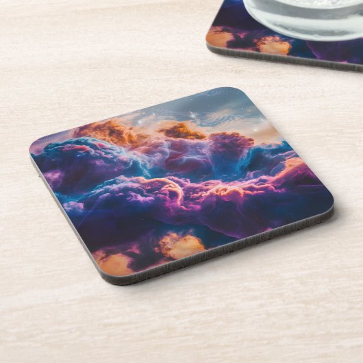 Abstract Space Nebula Art - Colorful Cosmic コースター (左側)