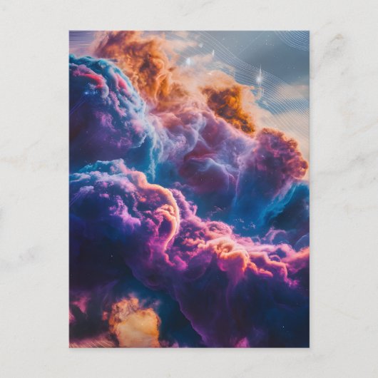 Abstract Space Nebula Art - Colorful Cosmic シーズンポストカード (正面)