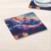 Abstract Space Nebula Art - Colorful Cosmic スクエアペーパーコースター (アングル)