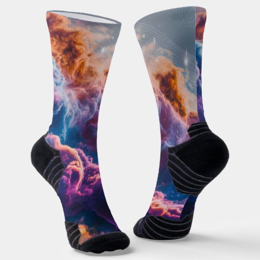Abstract Space Nebula Art - Colorful Cosmic ソックス (傾斜あり)