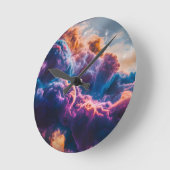 Abstract Space Nebula Art - Colorful Cosmic ラウンド壁時計 (傾斜)