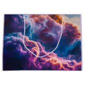 Abstract Space Nebula Art - Colorful Cosmic ラージペーパーバッグ (正面)