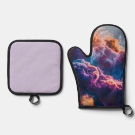 Abstract Space Nebula Art - Colorful Cosmic 鍋つかみ&鍋敷きセット