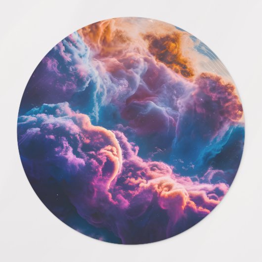 Abstract Space Nebula Art - Colorful Labels ラベル (デザイン1)