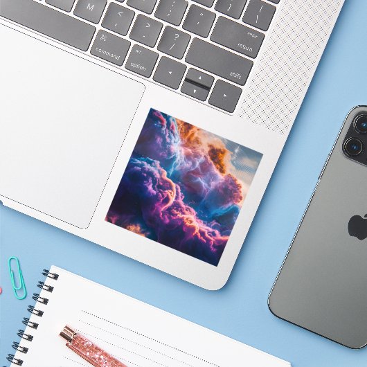 Abstract Space Nebula Art - Colorful Stickers シール (ノートパソコンとiPhone)