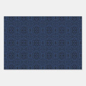 Abstract Spiny Crest Spiked In Blue Colors Pattern ラッピングペーパーシート (正面)