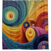Abstract Spiral Pattern Colorful 3D Swirl Texture シャワーカーテン (正面)