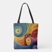 Abstract Spiral Pattern Colorful 3D Swirl Texture トートバッグ (裏面)