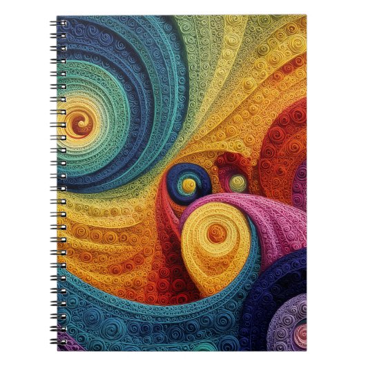 Abstract Spiral Pattern Colorful 3D Swirl Texture ノートブック (正面)