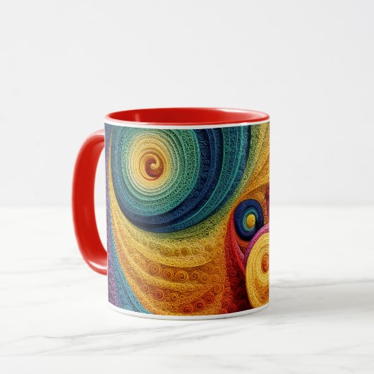 Abstract Spiral Pattern Colorful 3D Swirl Texture マグカップ (正面左)