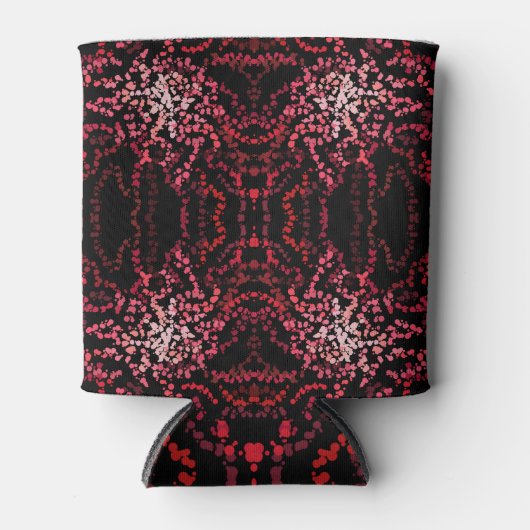 Abstract Splatter Dots Of Pinks And Reds Pattern 缶クーラー (正面)