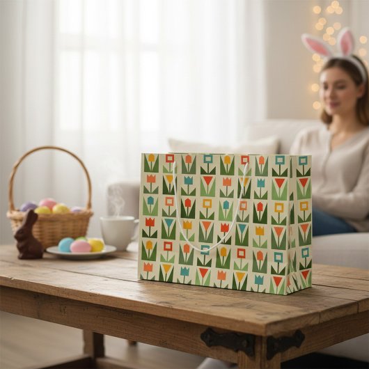 Abstract Spring Flowers Large Gift Bag ラージペーパーバッグ