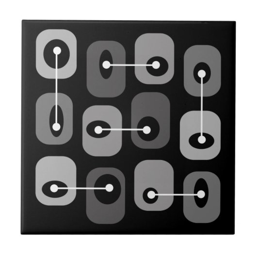 Abstract Squishy Cubes Black Silver タイル (正面)