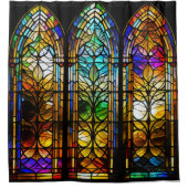Abstract Stained Glass Design シャワーカーテン (正面)