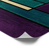 Abstract Stained Glass Harp Poster Teal and Purple ポスター (角)