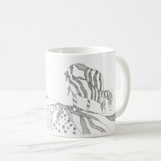 Abstract stick figure custom mug giraffe コーヒーマグカップ (正面右)
