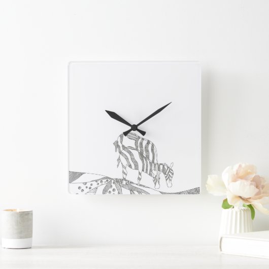 Abstract stick figure custom mug giraffe スクエア壁時計 (ホーム)