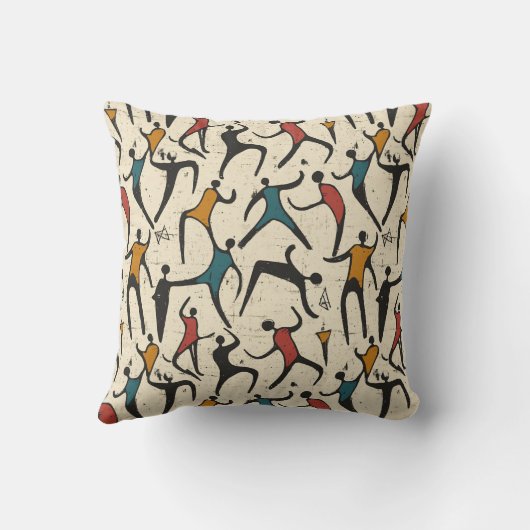 Abstract Stick Figure Dance Pattern クッション (裏面)