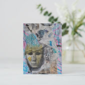 Abstract Stone Face Mixed Media Collage ポストカード (スタンド正面)