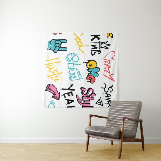 Abstract street graffiti lettering elements with g タペストリー (インサイチュ(横))