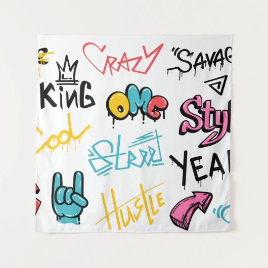 Abstract street graffiti lettering elements with g タペストリー (正面)