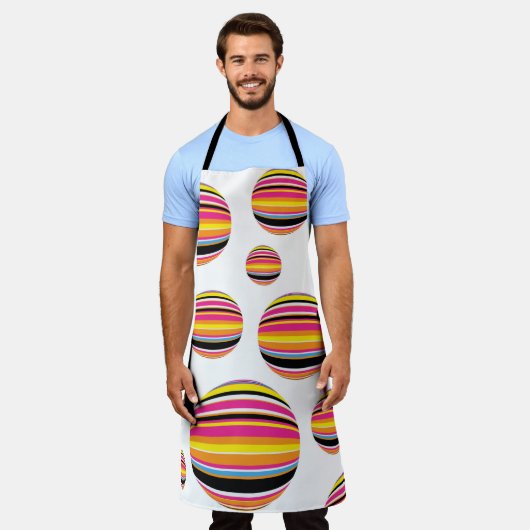 abstract striped raindrops seamless pattern multic エプロン (着用した状態)