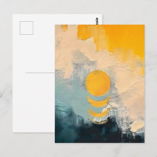 Abstract Sunset – Golden Calm Over Horizons ポストカード (正面/裏面)